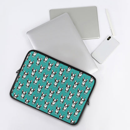 Cartoon Boston Terrier Pattern Print Laptop Sleeve