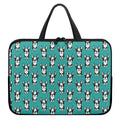 Cartoon Boston Terrier Pattern Print Laptop Sleeve With Handle