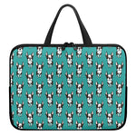 Cartoon Boston Terrier Pattern Print Laptop Sleeve With Handle