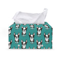 Cartoon Boston Terrier Pattern Print Leather Tissue Box Cover