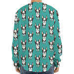 Cartoon Boston Terrier Pattern Print Long Sleeve Baseball Jersey