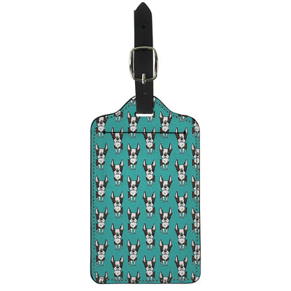 Cartoon Boston Terrier Pattern Print Luggage Tag