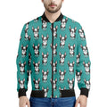 Cartoon Boston Terrier Pattern Print Men's Bomber Jacket