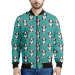 Cartoon Boston Terrier Pattern Print Men's Bomber Jacket