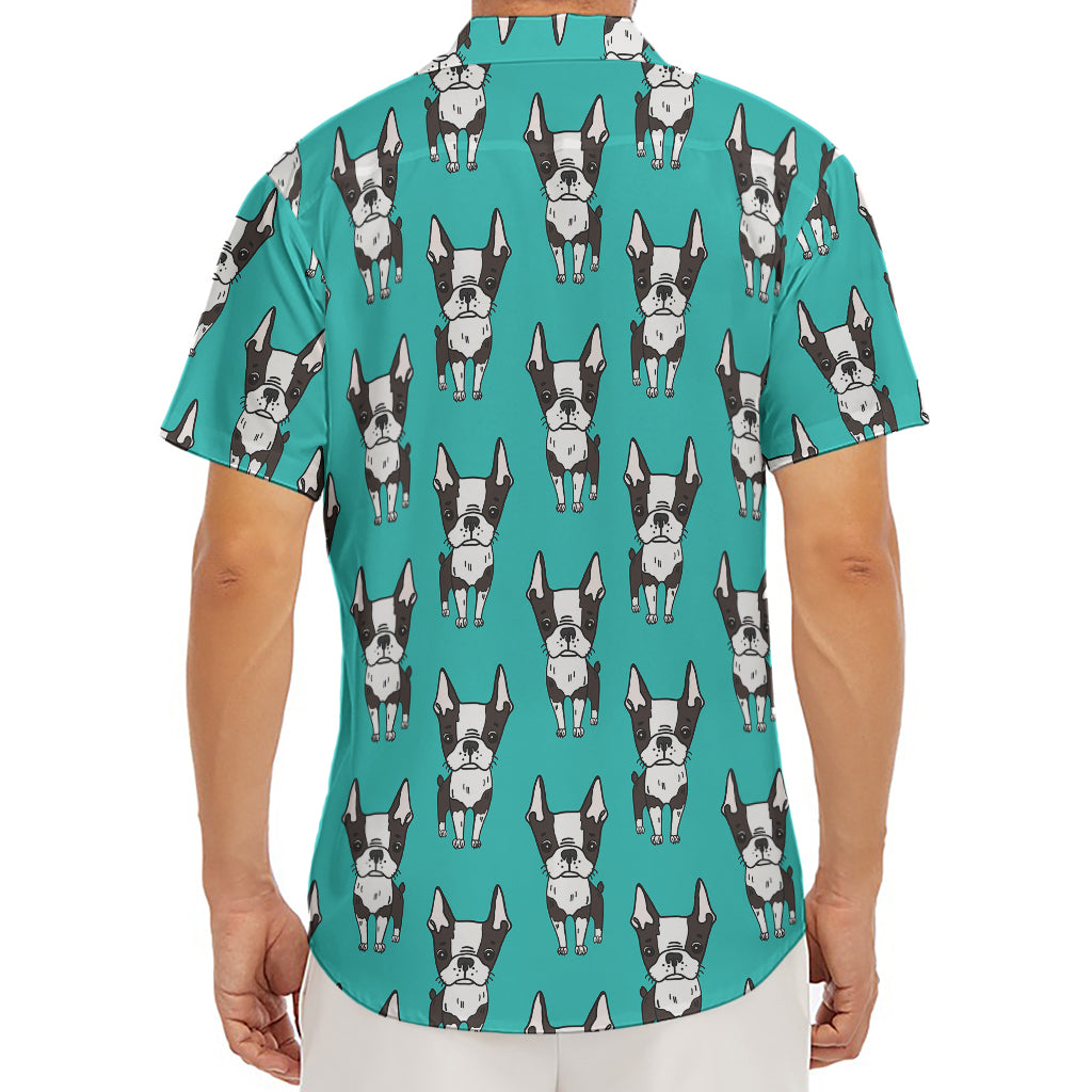 Cartoon Boston Terrier Pattern Print Men's Deep V-Neck Shirt