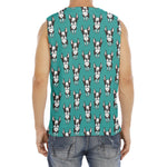 Cartoon Boston Terrier Pattern Print Men's Fitness Tank Top