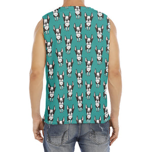 Cartoon Boston Terrier Pattern Print Men's Fitness Tank Top