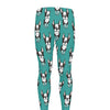 Cartoon Boston Terrier Pattern Print Men's leggings