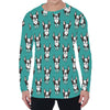 Cartoon Boston Terrier Pattern Print Men's Long Sleeve T-Shirt