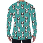 Cartoon Boston Terrier Pattern Print Men's Long Sleeve T-Shirt