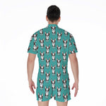 Cartoon Boston Terrier Pattern Print Men's Rompers