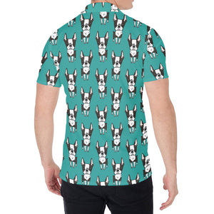 Cartoon Boston Terrier Pattern Print Men's Shirt