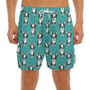 Cartoon Boston Terrier Pattern Print Men's Split Running Shorts