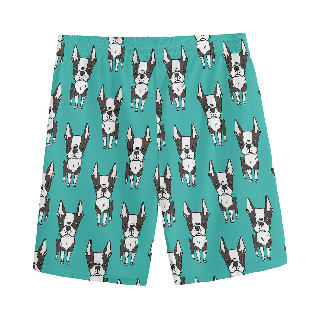 Cartoon Boston Terrier Pattern Print Men's Sports Shorts