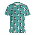 Cartoon Boston Terrier Pattern Print Men's Athletic T-Shirt