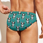 Cartoon Boston Terrier Pattern Print Men's Swim Briefs