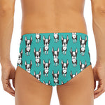 Cartoon Boston Terrier Pattern Print Men's Triangle Swim Briefs