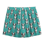 Cartoon Boston Terrier Pattern Print Mesh Shorts