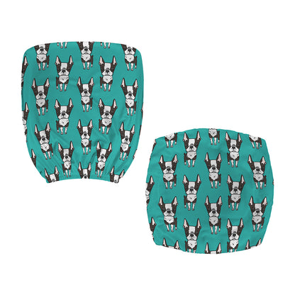 Cartoon Boston Terrier Pattern Print Office Chair Cover