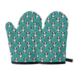 Cartoon Boston Terrier Pattern Print Oven Mitts