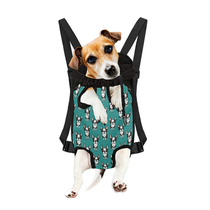 Cartoon Boston Terrier Pattern Print Pet Carrier Backpack