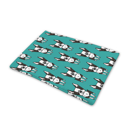 Cartoon Boston Terrier Pattern Print Pet Cooling Mat Cover