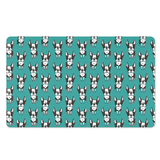 Cartoon Boston Terrier Pattern Print Polyester Doormat