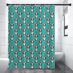 Cartoon Boston Terrier Pattern Print Premium Shower Curtain