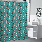 Cartoon Boston Terrier Pattern Print Premium Shower Curtain