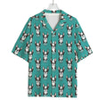 Cartoon Boston Terrier Pattern Print Rayon Hawaiian Shirt