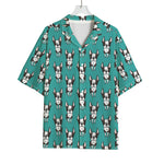 Cartoon Boston Terrier Pattern Print Rayon Hawaiian Shirt