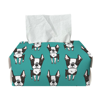 Cartoon Boston Terrier Pattern Print Rectangle Tissue Box Cover