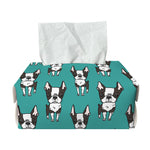 Cartoon Boston Terrier Pattern Print Rectangle Tissue Box Cover