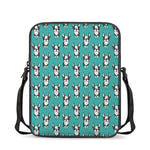 Cartoon Boston Terrier Pattern Print Rectangular Crossbody Bag