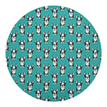 Cartoon Boston Terrier Pattern Print Round Blanket