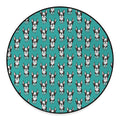 Cartoon Boston Terrier Pattern Print Round Floor Mat