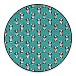 Cartoon Boston Terrier Pattern Print Round Floor Mat