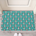 Cartoon Boston Terrier Pattern Print Rubber Doormat