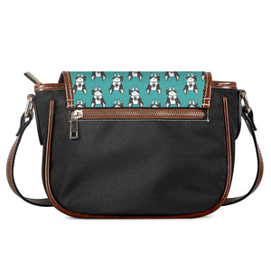 Cartoon Boston Terrier Pattern Print Saddle Bag