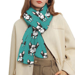 Cartoon Boston Terrier Pattern Print Scarf