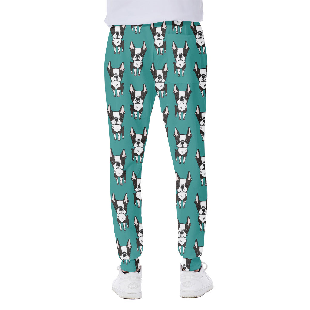 Cartoon Boston Terrier Pattern Print Scuba Joggers