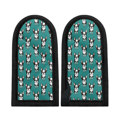 Cartoon Boston Terrier Pattern Print Skillet Handle Cover