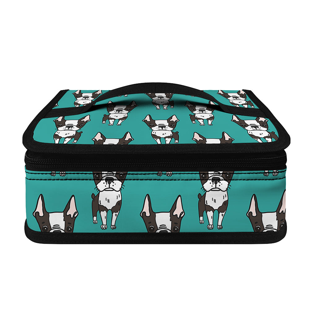 Cartoon Boston Terrier Pattern Print Small Lunch Bag