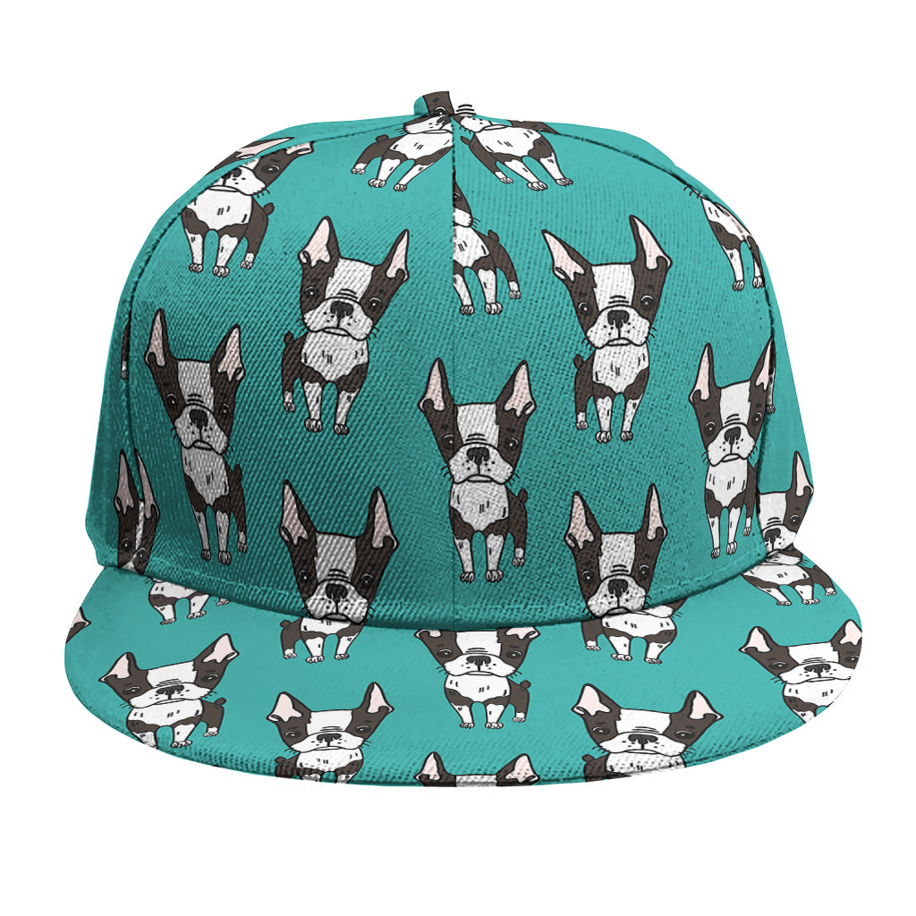 Cartoon Boston Terrier Pattern Print Snapback Cap