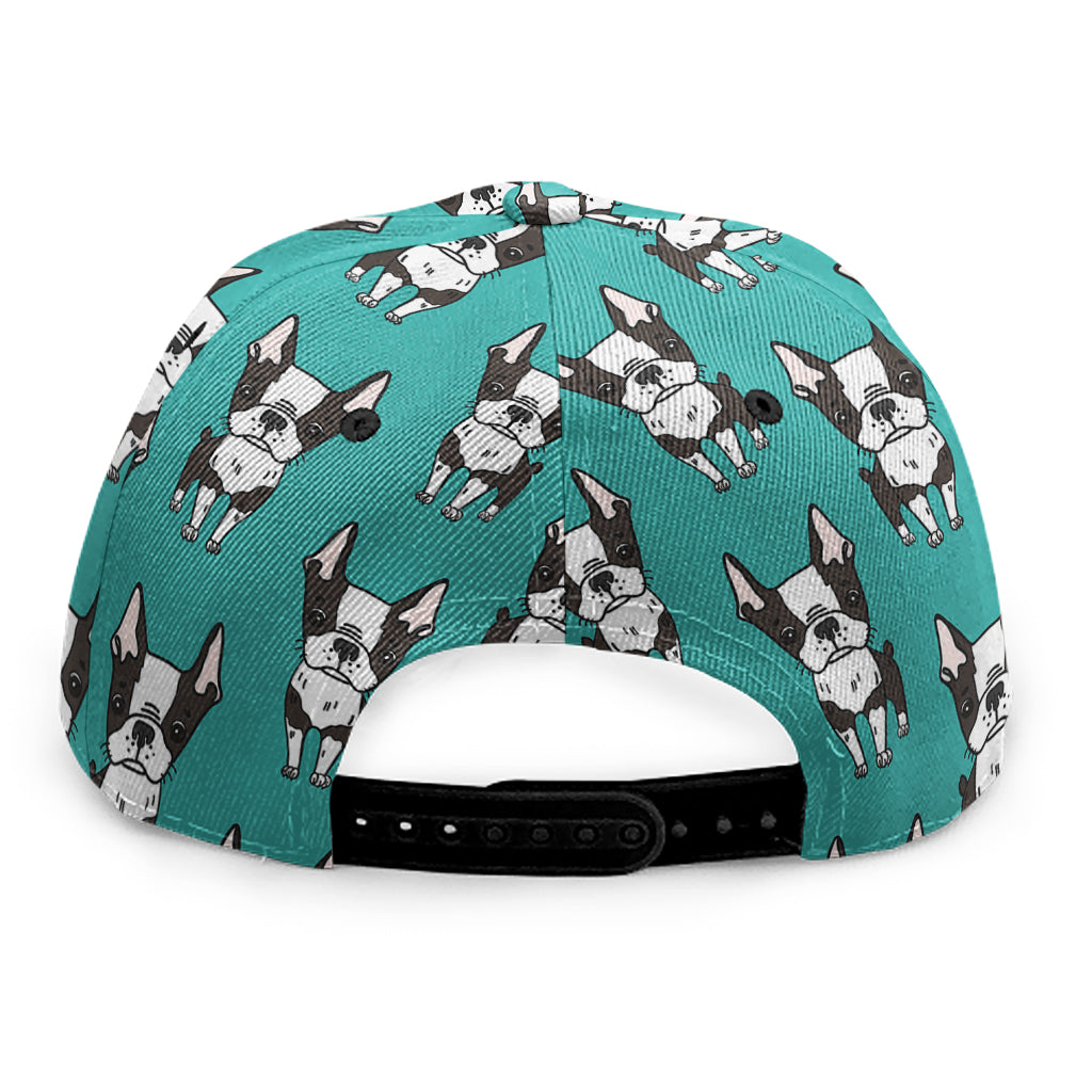 Cartoon Boston Terrier Pattern Print Snapback Cap