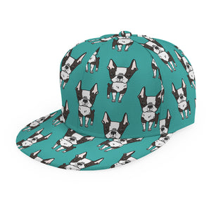 Cartoon Boston Terrier Pattern Print Snapback Cap