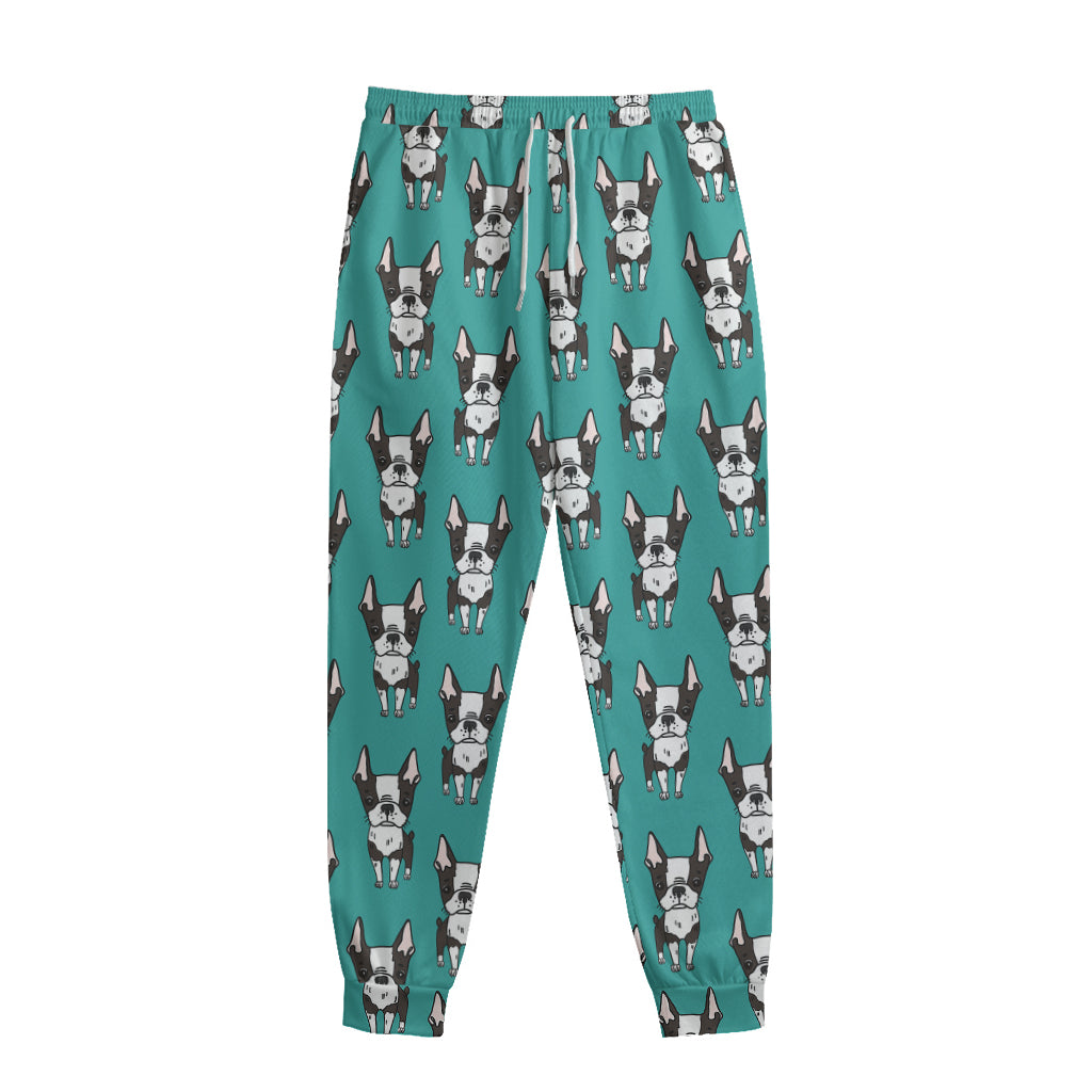 Cartoon Boston Terrier Pattern Print Sweatpants