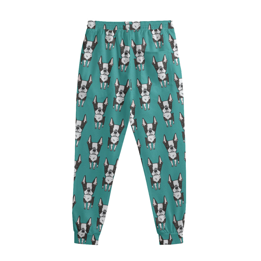 Cartoon Boston Terrier Pattern Print Sweatpants