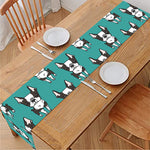 Cartoon Boston Terrier Pattern Print Table Runner