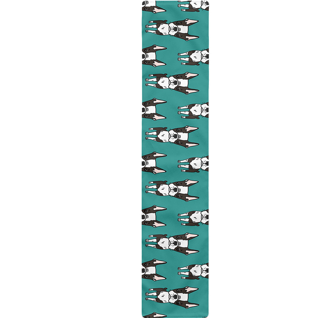 Cartoon Boston Terrier Pattern Print Table Runner